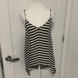 Mason Black andCreme Striped Spaghetti Strap Silk Camisole